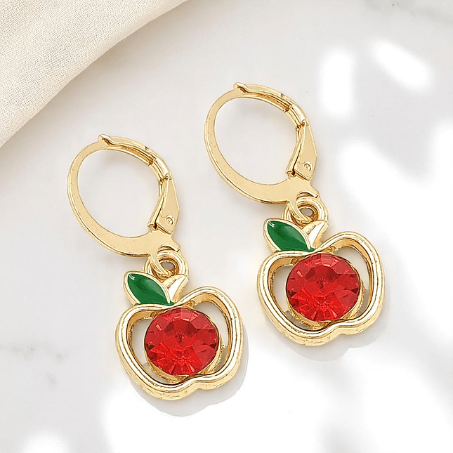 Aretes Manzanas Rojas Rodio 3
