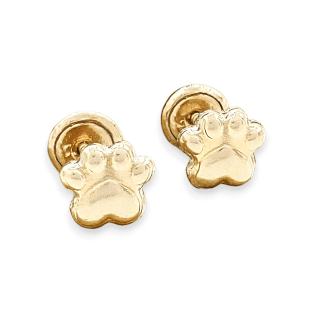Topos Aretes Huella Mascota Oro Laminado 18k 1