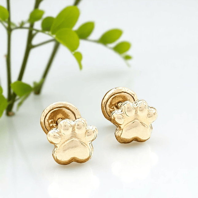 Topos Aretes Huella Mascota Oro Laminado 18k 3
