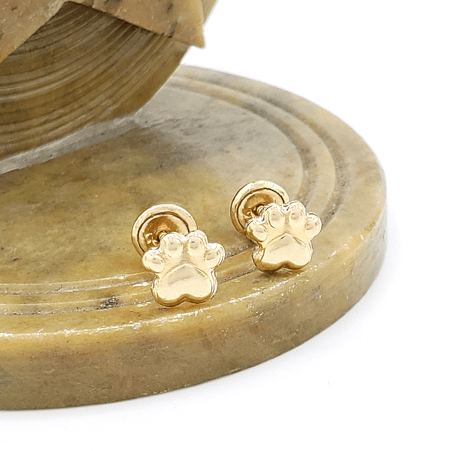 Topos Aretes Huella Mascota Oro Laminado 18k 4
