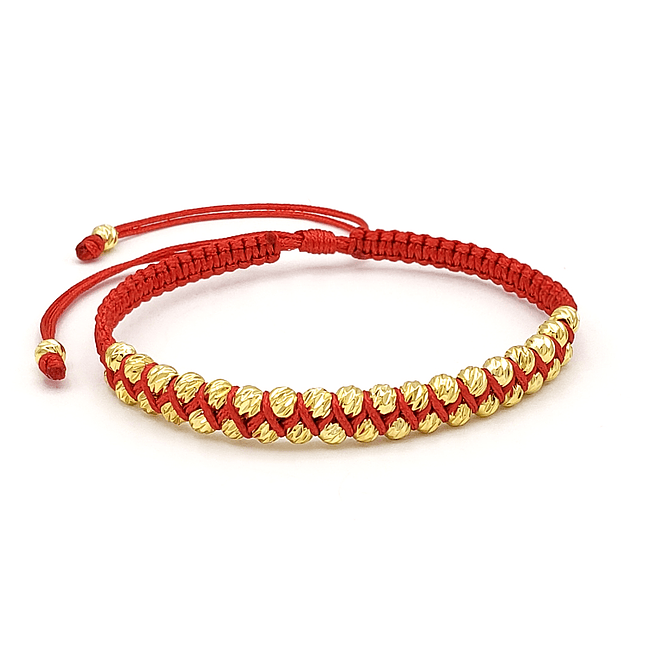 Pulsera Tejida Oro Laminado 18k Diamantado 4mm 2