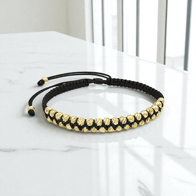 Pulsera Tejida Oro Laminado 18k Diamantado 4mm 3