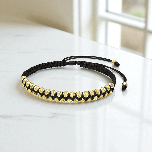 Pulsera Tejida Oro Laminado 18k Diamantado 4mm 5