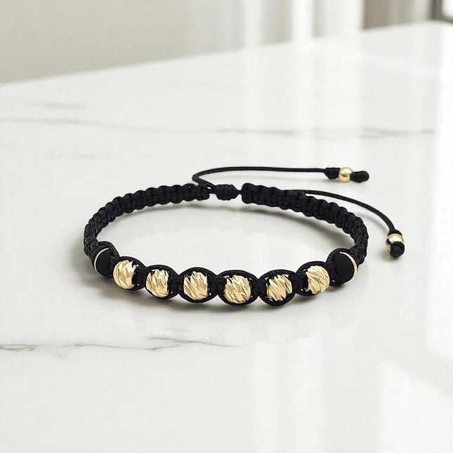 Pulsera Tejida Oro Laminado 18k Diamantado (6mm) 3