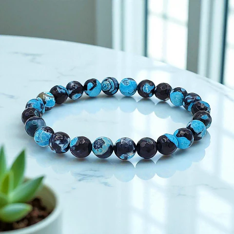 Pulsera Ágata Brasileña Azul 8mm