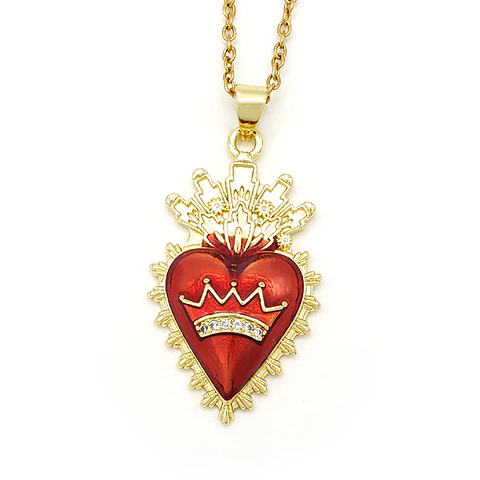 Collar Cadena con Dije del Sagrado Corazón