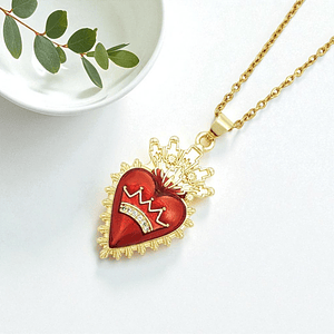 Collar Cadena con Dije del Sagrado Corazón