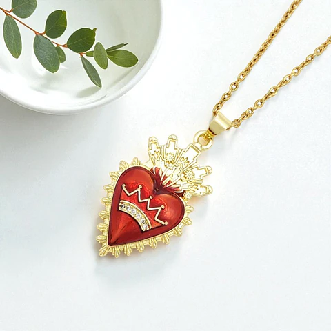Collar Cadena con Dije del Sagrado Corazón