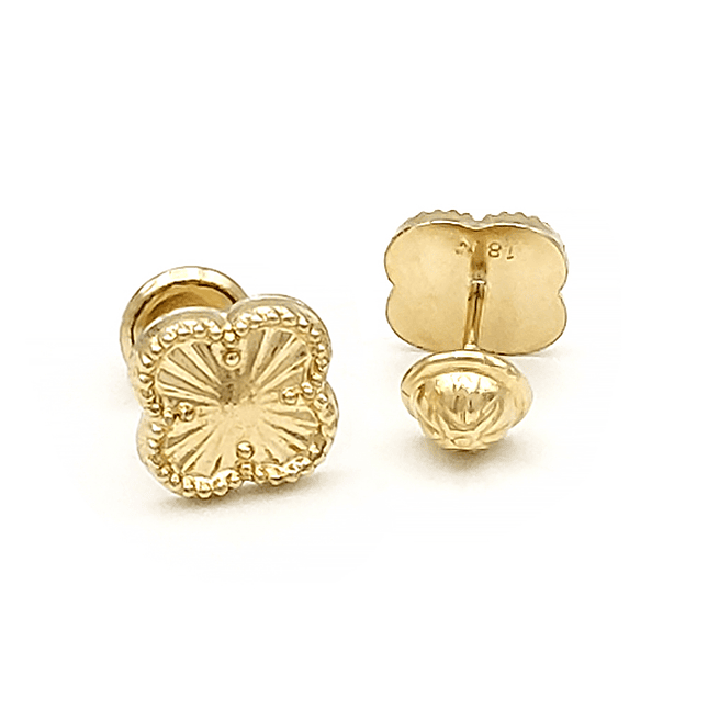 Topos Aretes Trébol de 4 Hojas Oro Laminado 18k 1