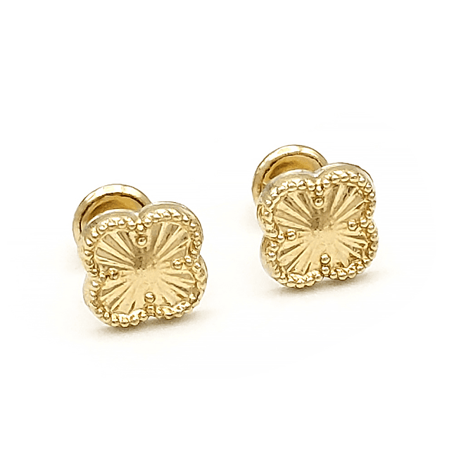 Topos Aretes Trébol de 4 Hojas Oro Laminado 18k 2