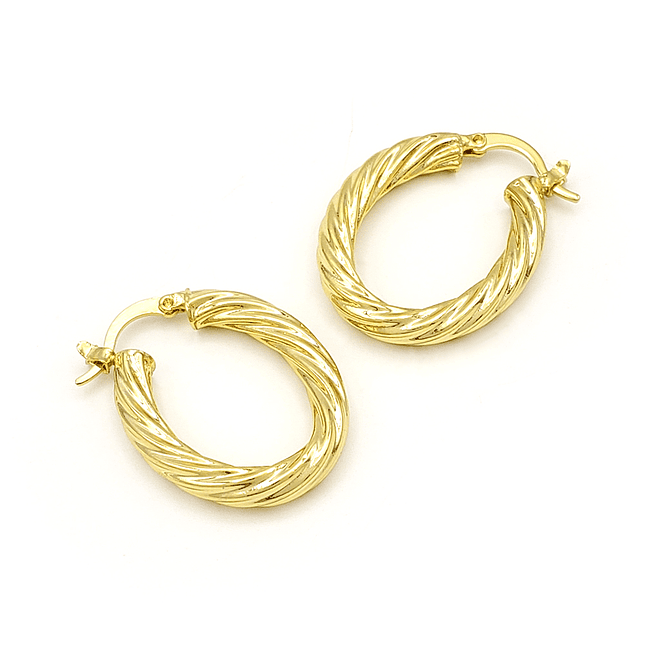 Aretes Candongas Entorchadas Melcocha Oro Laminado 18k 1
