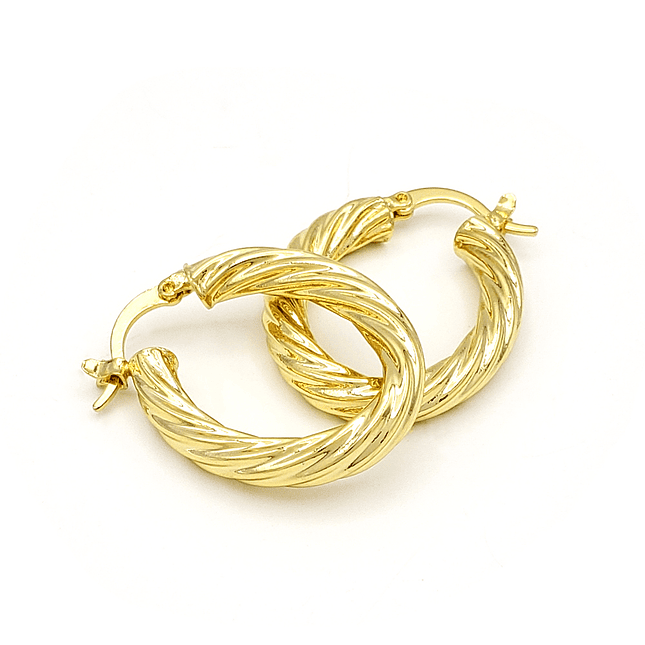 Aretes Candongas Entorchadas Melcocha Oro Laminado 18k 4