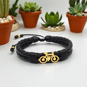 Pulsera Bicicleta Cicla Cuero Trenzado Acero