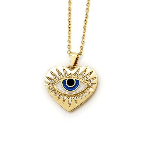 Collar Cadena con Dije Corazón Ojo Turco