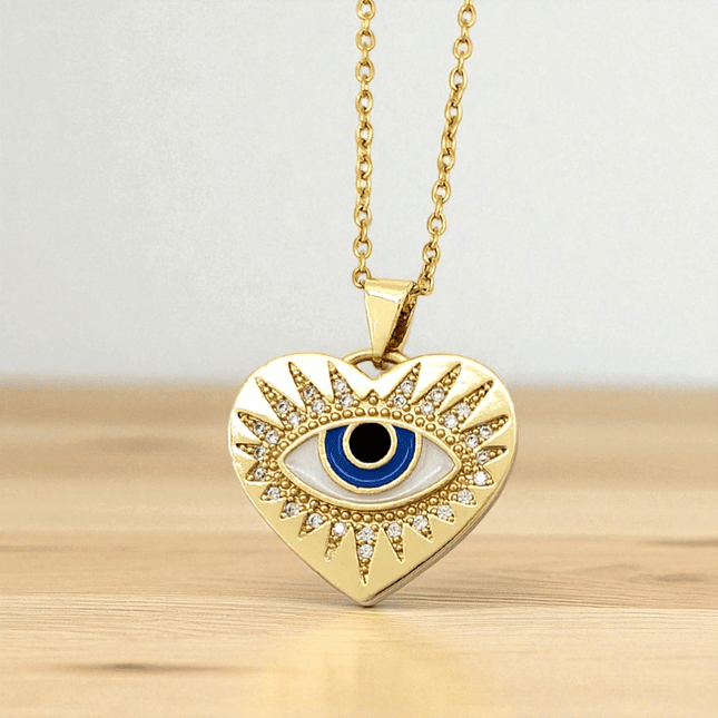 Collar Cadena con Dije Corazón Ojo Turco 4