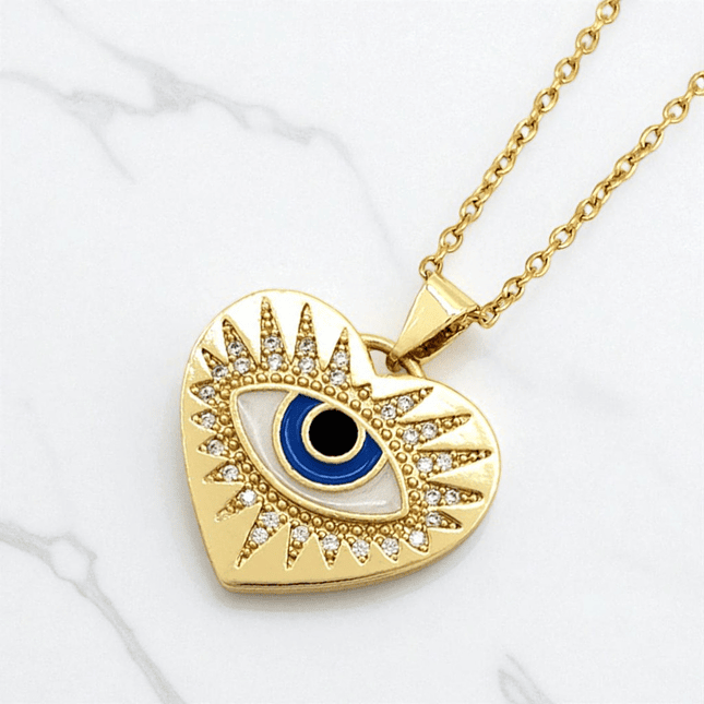 Collar Cadena con Dije Corazón Ojo Turco 3