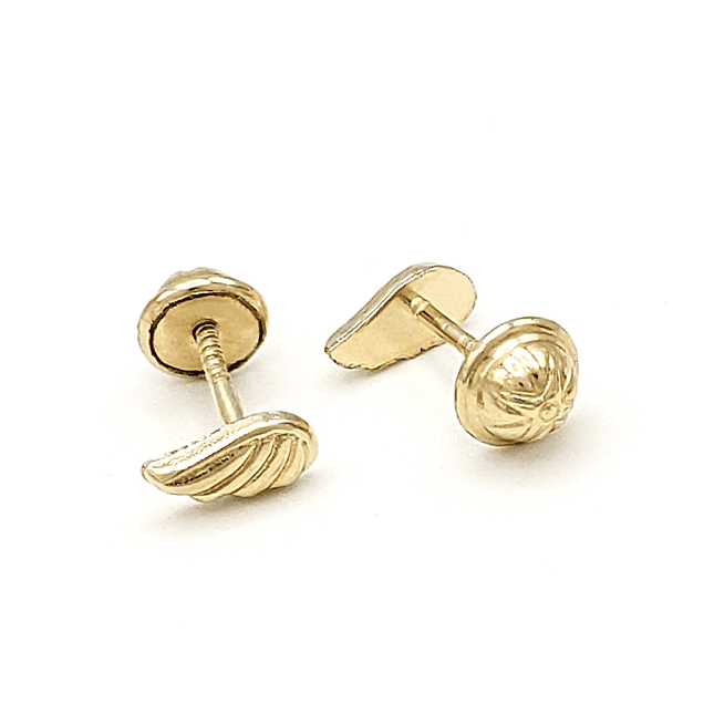 Topos Aretes Alas de Angel Oro Laminado 18k 2