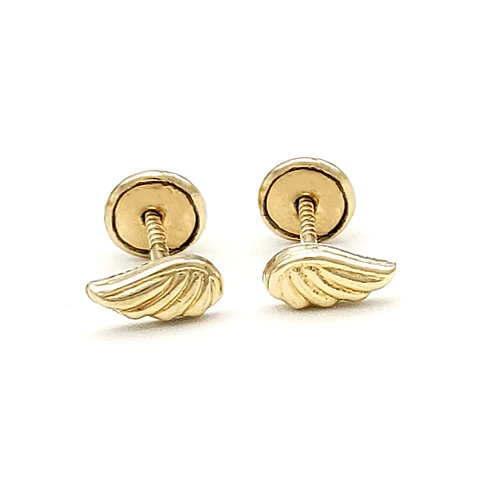 Topos Aretes Alas de Angel Oro Laminado 18k
