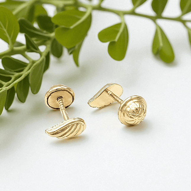 Topos Aretes Alas de Angel Oro Laminado 18k 4