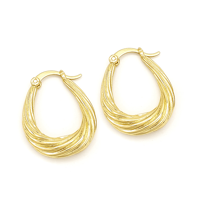 Aretes Candongas Melcocha Ovalada Oro Laminado 18k 1