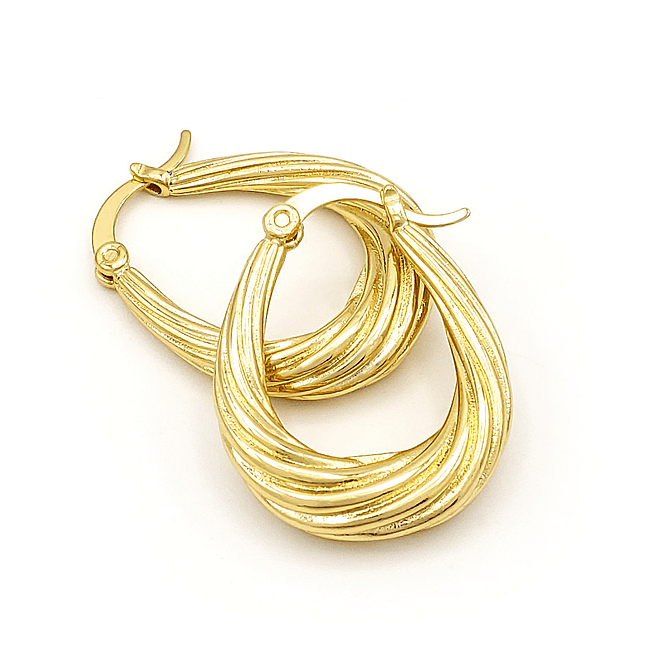 Aretes Candongas Melcocha Ovalada Oro Laminado 18k 2