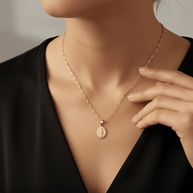 Cadena Virgen Milagrosa Oro Laminado 18k 3