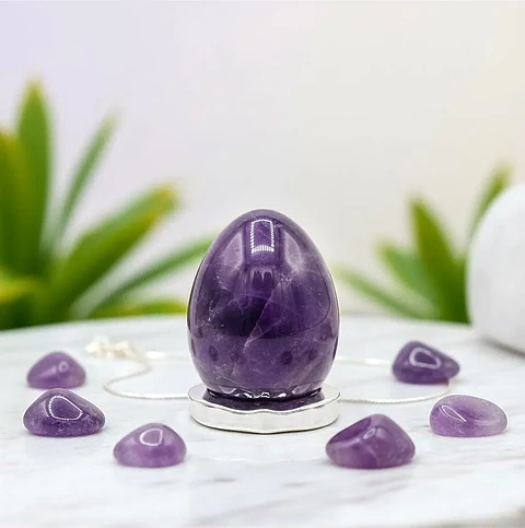 Huevo Yoni Piedra Amatista - Calma y Conexión Espiritual 
