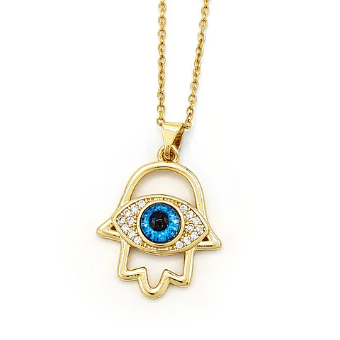 Collar Cadena Mano Hamsa Ojo Turco