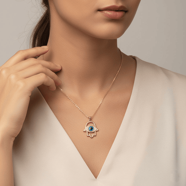 Collar Cadena Mano Hamsa Ojo Turco 3