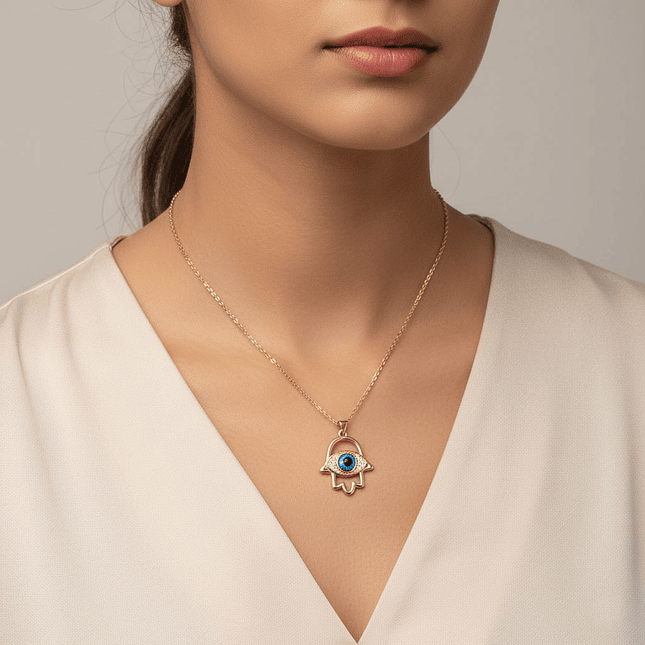 Collar Cadena Mano Hamsa Ojo Turco 4