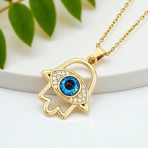 Collar Cadena Mano Hamsa Ojo Turco