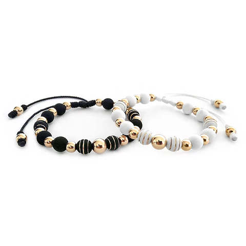 Par de Pulseras para Parejas Neopreno Oro Laminado 18k