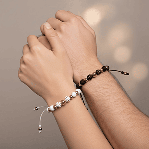 Par de Pulseras para Parejas Neopreno Oro Laminado 18k