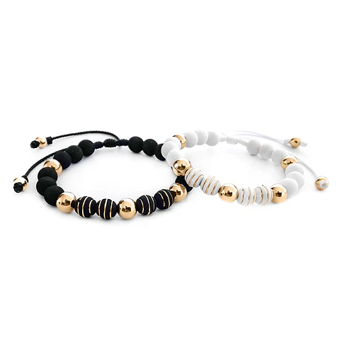Par de Pulseras para Parejas Neopreno Oro Laminado 18k