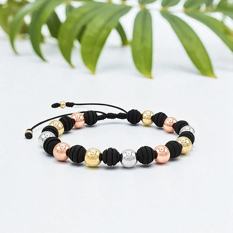 Pulsera con Neopreno y Oro Laminado 18K