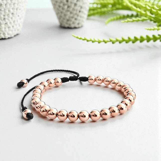 Pulsera Oro Laminado 18k Rosado Balines 6mm 3