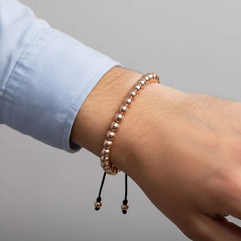 Pulsera Oro Laminado 18k Rosado Balines 6mm