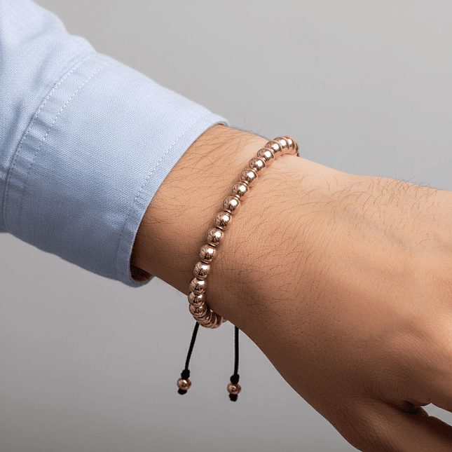 Pulsera Oro Laminado 18k Rosado Balines 6mm 2