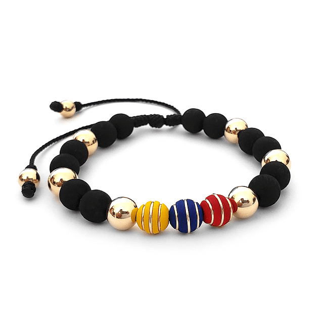 Pulsera Tricolor Colombia Neopreno Oro Laminado 18k 1