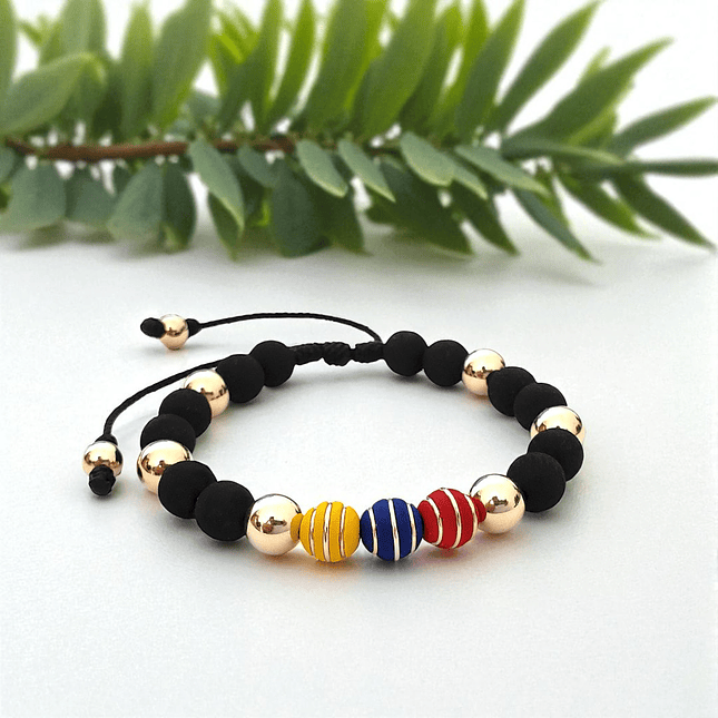 Pulsera Tricolor Colombia Neopreno Oro Laminado 18k 3