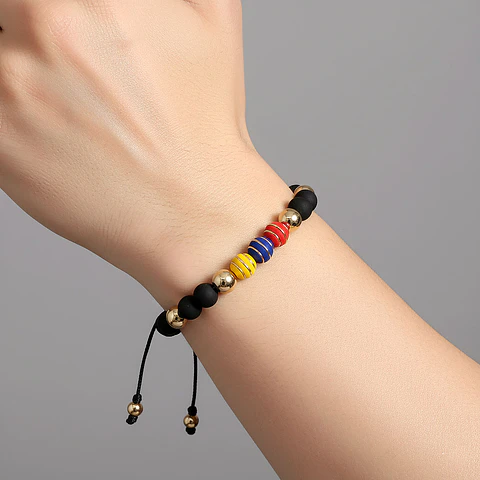Pulsera Tricolor Colombia Neopreno Oro Laminado 18k