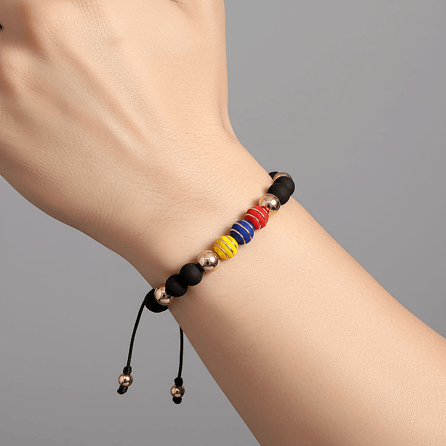 Pulsera Tricolor Colombia Neopreno Oro Laminado 18k 2