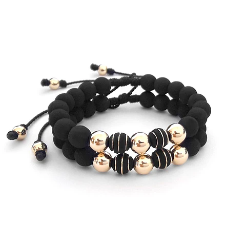 Par de Pulseras para Parejas Neopreno Oro Laminado 18k