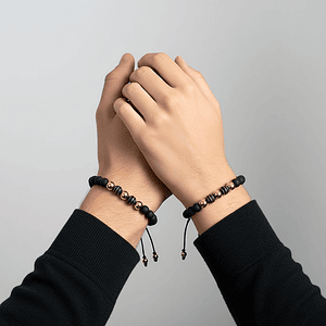 Par de Pulseras para Parejas Neopreno Oro Laminado 18k