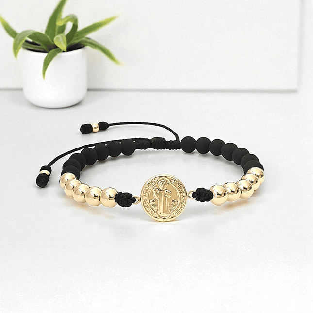 Pulsera San Benito Neopreno y Oro Laminado 18k 4