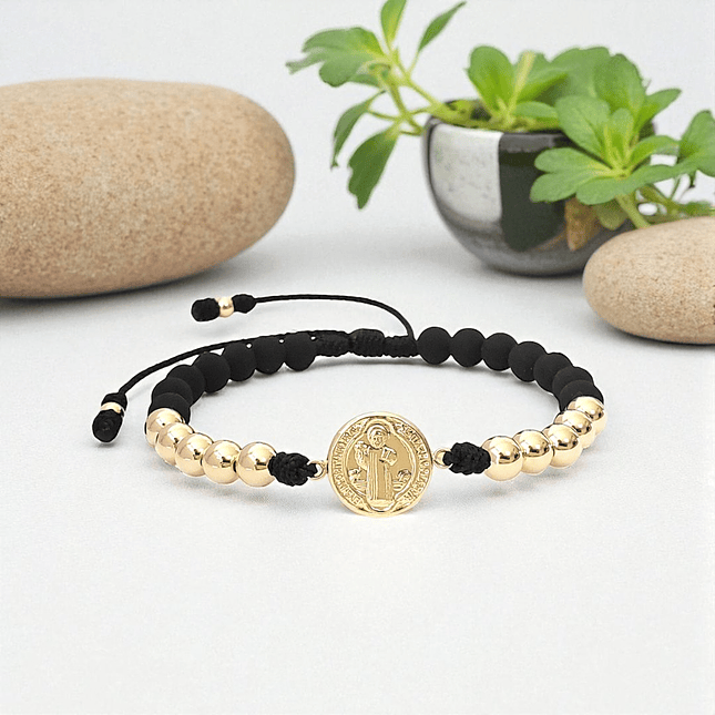Pulsera San Benito Neopreno y Oro Laminado 18k 7