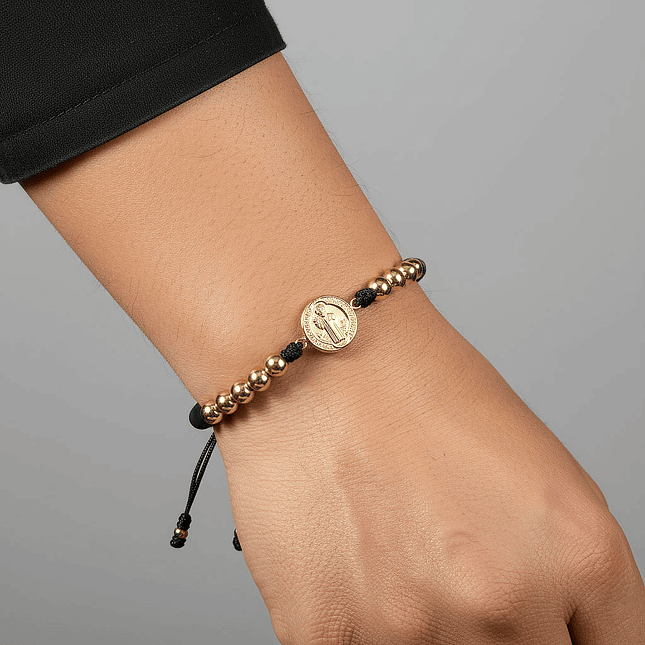 Pulsera San Benito Neopreno y Oro Laminado 18k 3