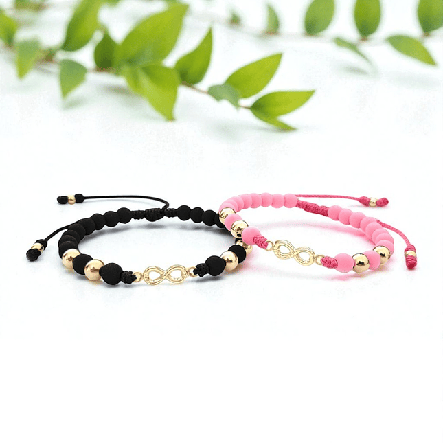 Pulseras para Parejas Neopreno Infinito Oro Laminado 18K 3