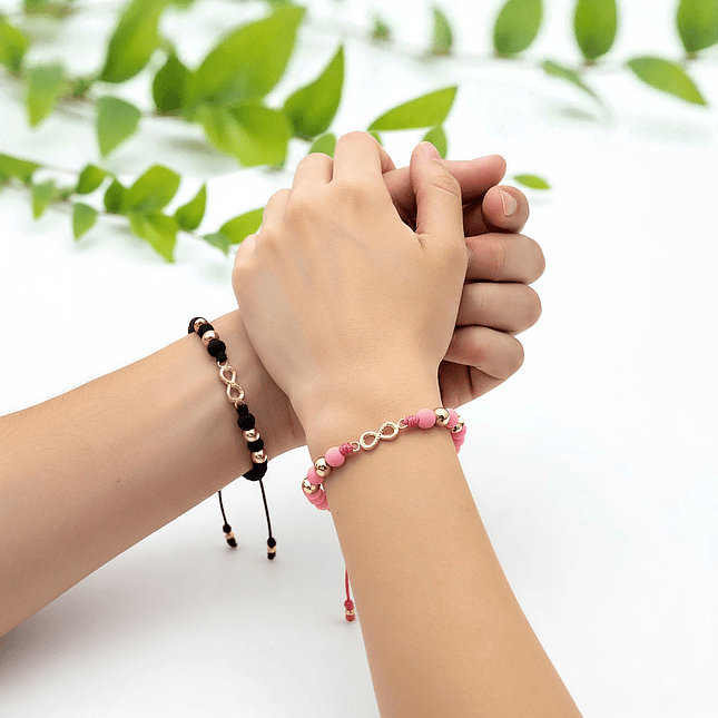 Pulseras para Parejas Neopreno Infinito Oro Laminado 18K 2