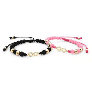 Pulseras para Parejas Neopreno Infinito Oro Laminado 18K